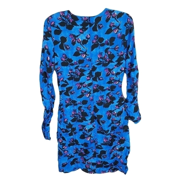 ZARA ruched long sleeve mini dress floral NWT - Picture 4 of 7